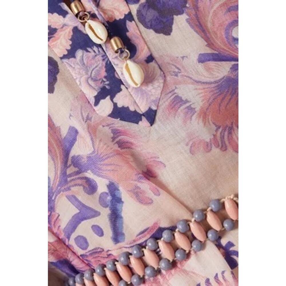ZIMMERMANN Purple Palm Lyre Billow Mini Dress Size 0 / US Small - Picture 8 of 16